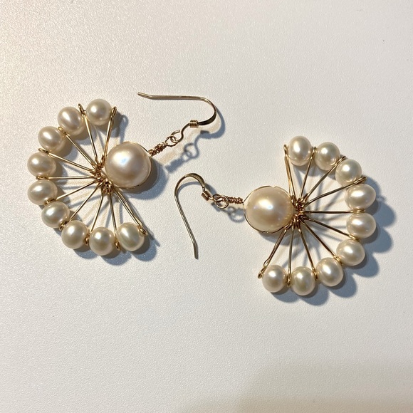 Handmade earrings- Pearl earrings, Fresh water pearls, Baroque pearls - Picture 2 of 3